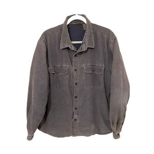 Vintage 90’s Shirt Jacket Mens L Gray Corduroy Fleece Lined Shacket Grunge